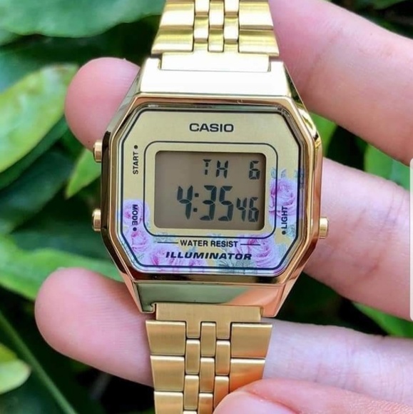 New Casio LA-680WGA-4C Digital Watch, Gold Tone